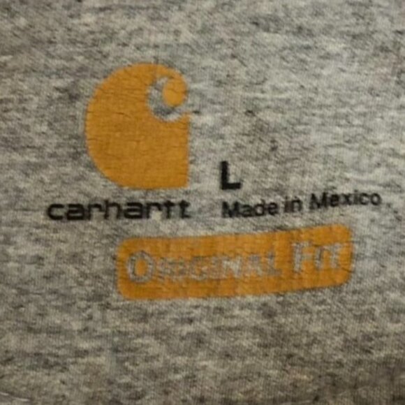 Carhartt Mens Hoodie Sweatshirt Large Pullover Drawstring Cozy Fleece Gray Flaw - Picture 3 of 15